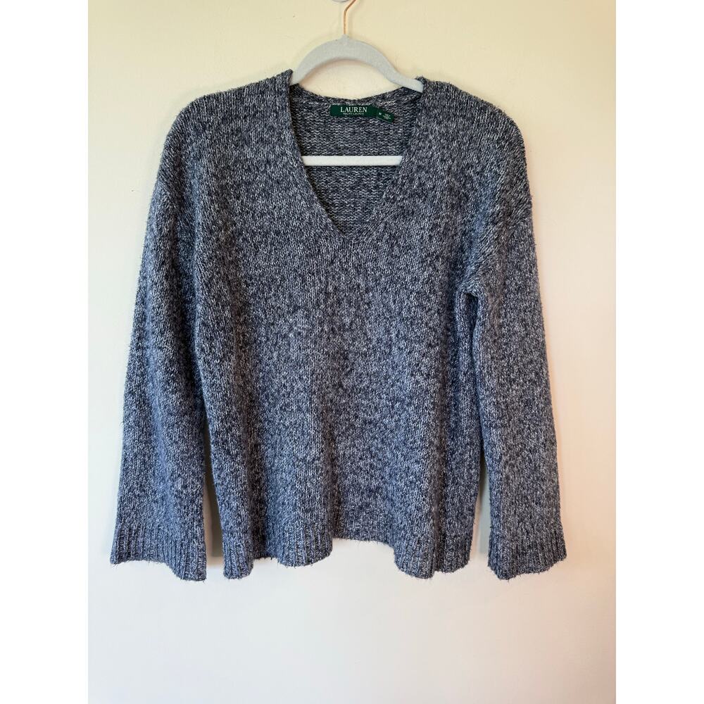 Lauren Ralph Lauren Womens Layered Cotton-Blend Sweater Black/Cream Size M